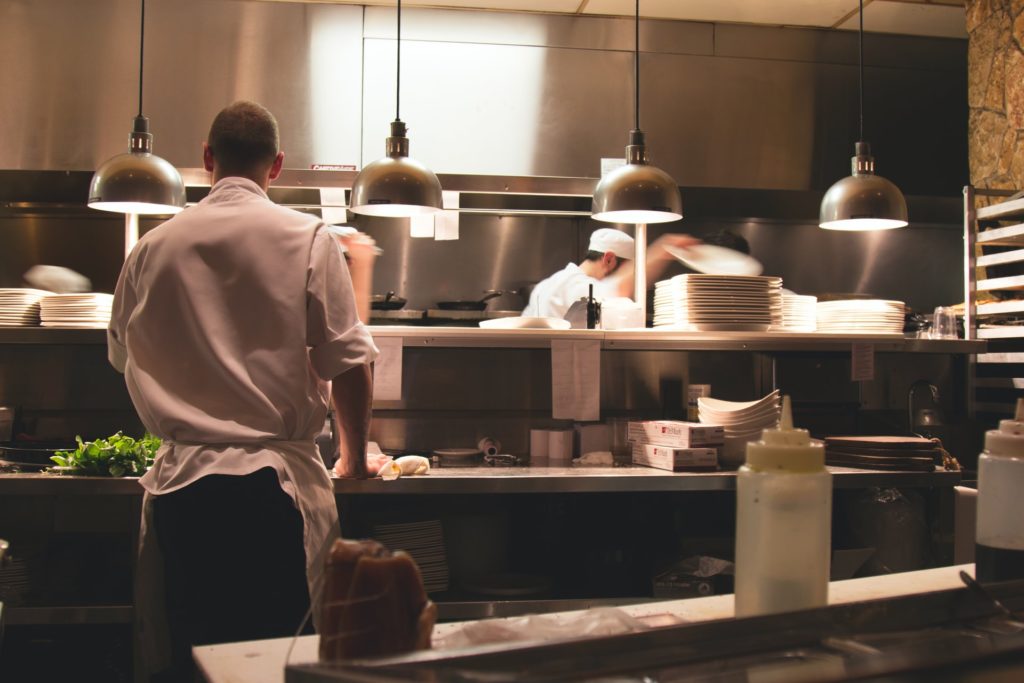 a chef in a restaurant kitchen