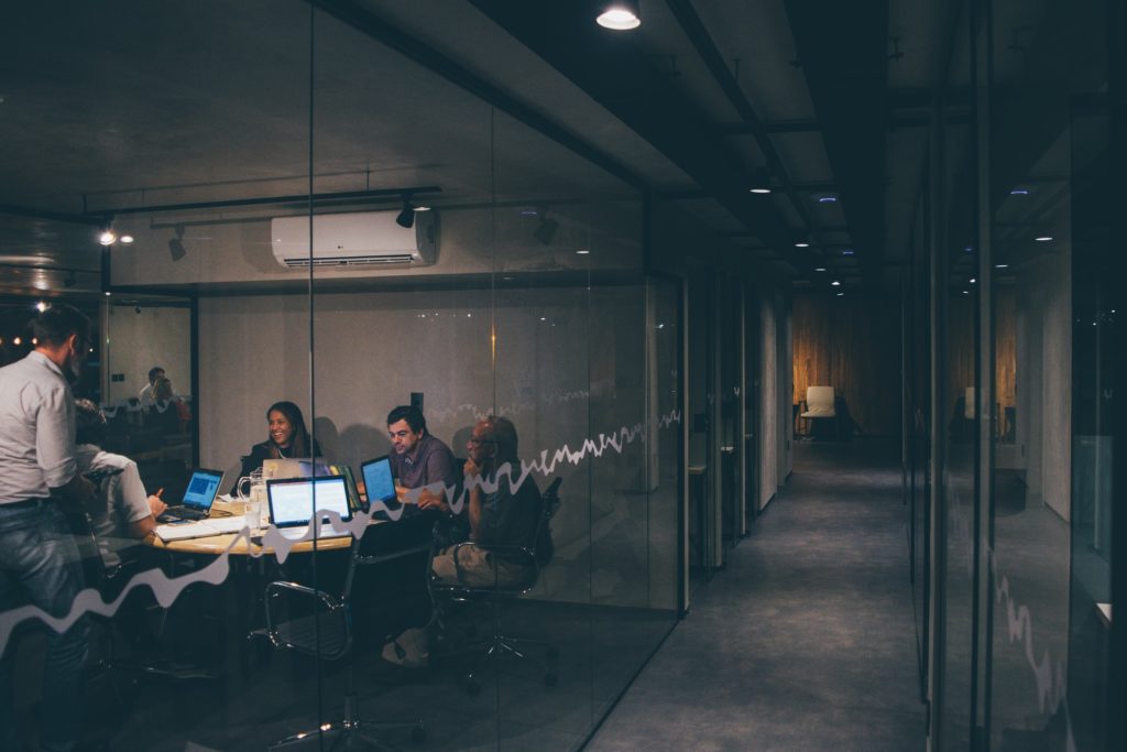 people working in an office