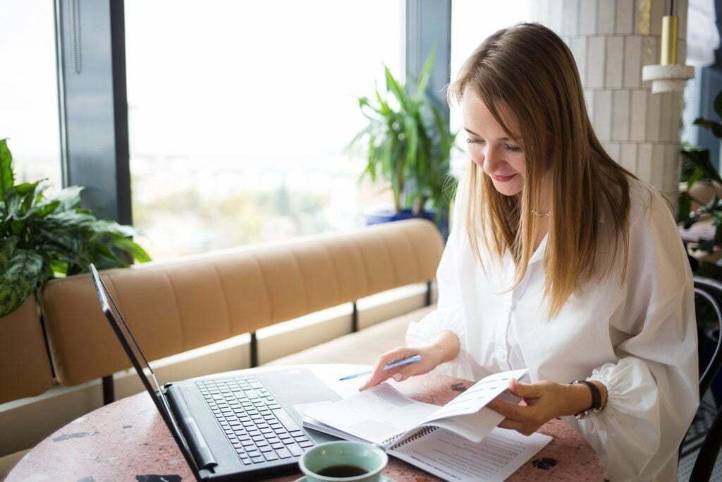 woman working on a laptop