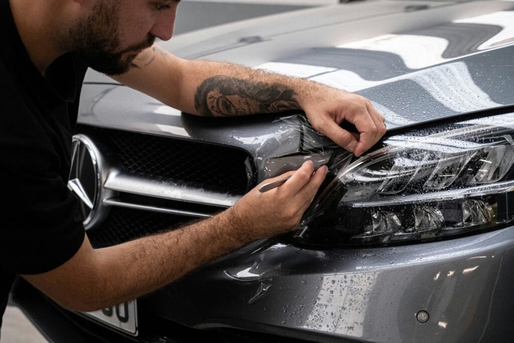 a man working on a car